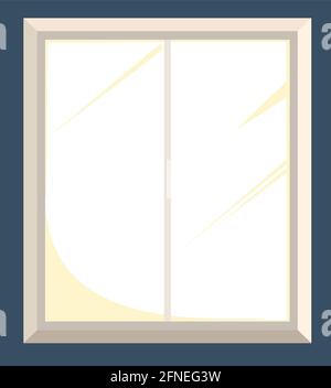 The ordinary window is empty. With fragments of the wall. View from the room. The isolated object on a white background. Cartoon flat style. Vector. Stock Vector