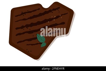 Juicy Fried meat, steak. Grill.Decorated leaf Stock Vector