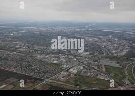 Aerial view of the Ottawa area from a flight at Ottawa airport Stock Photo