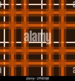 Traditional seamless pattern known as tartan in dark orange, orange, white. Stock Vector