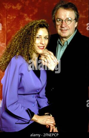 Gieorgio Moroder, Italian producer, film and pop composer with his wife Francesca. [automated translation] Stock Photo
