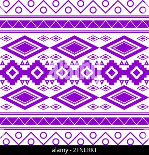 Traditional mexican seamless pattern in purple and white. Stock Vector