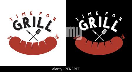 Grilled sausage - vector logo Stock Vector