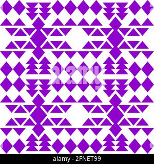 Native american seamless pattern of rhombus and triangle combinations in purple. Stock Vector