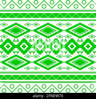 Traditional mexican seamless pattern in green and white. Stock Vector