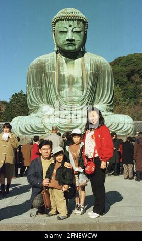 The Great Buddha (Daibatsu) on Honda Island, in front of which tourists have their pictures taken. [automated translation] Stock Photo