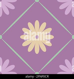 seamless flowers pattern isolated on violet background Stock Vector