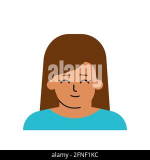 Vector isolated concept with avatar of cartoon character. Flat portrait of Hispanic girl with brown hair, slightly dark skin. Latin-american girl Stock Vector