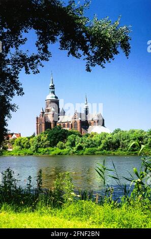 panoramic view from the Marienkirche over the old town with churches St ...