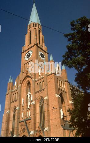 The catholic parish church St. Johannes Baptist in the district Haidhausen. A brick building, which was built in 1852 - 74 according to plans by Matthias Berger. [automated translation] Stock Photo