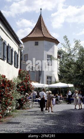 The courtyard of the Blutenburg in Munich in summer. [automated translation] Stock Photo