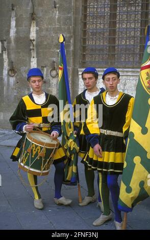 Procession Bearers Young flag bearers of a procession in Siena. [automated translation ...