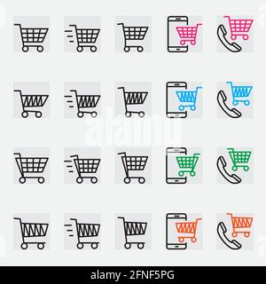 outline buying icon set Stock Vector