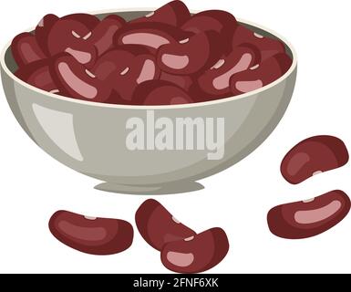 Red beans in a metal bowl. A source of vitamins, calcium, protein. Kidney beans Stock Vector