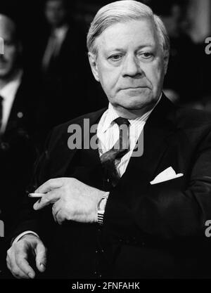 Former German Chancellor Helmut Schmidt at an event, smoking. [automated translation] Stock Photo