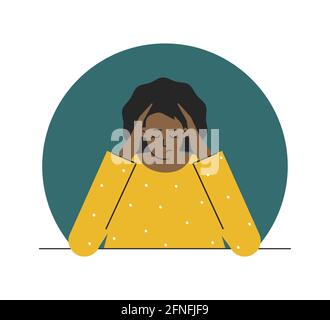 Flat thinking black woman sitting with book Stock Vector Image & Art ...