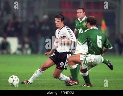 European Championship qualifying match : Germany - Northern Ireland 4:0/08.09.1999 in Dortmund. Christian Ziege (Deut.) against Mark Williams (5) and Michael Hughes (10). [automated translation] Stock Photo