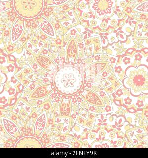 Colorful floral seamless pattern. Vector ethnic mandala background Stock Vector