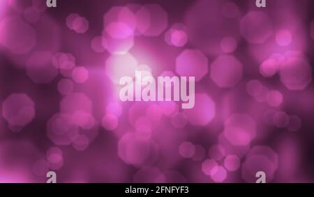 Purple abstract background with blurred hexagonal bokeh Stock Photo