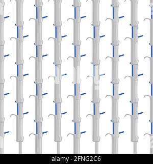 Abstract seamless medical pipette, dropper for laboratory on white background. Pattern dropper consisting of many identical glass laboratory medical p Stock Vector
