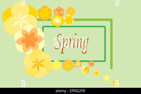 Postcard.Spring.Yellow flowers. green background Stock Vector