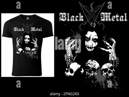 T-shirt Gothic Black Metal Design Stock Vector
