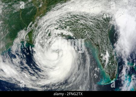 GULF OF MEXICO, USA - 28 August 2012 - On August 28, 2012, tropical storm Isaac achieved hurricane force and was predicted to make landfall on the Gul Stock Photo