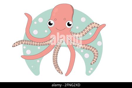 Octopus Cute Underwater Dweller Stock Vector