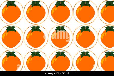 Ripe juicy persimmon. Orange fruit Stock Vector