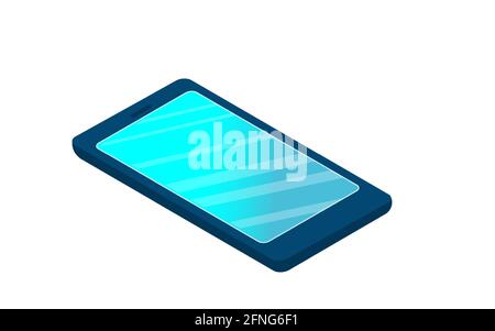 Smartphone, mobile. Blue color. Isometric Stock Vector