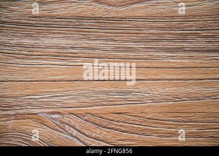 Top view of textured surface of natural brown wooden table as abstract background Stock Photo