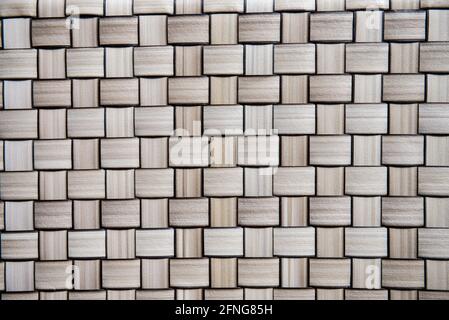 From above of textured seamless pattern of wicker rattan furniture as abstract background Stock Photo
