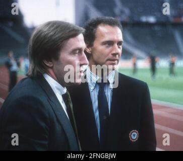 Team manager Franz Beckenbauer (German national football team) with Günter Netzer on 12.08.1987 in Berlin before the international match against France. Copyright for journalistic use only! Only for editorial use! Copyright only for journalistic use ! Only for editorial use! [automated translation] Stock Photo