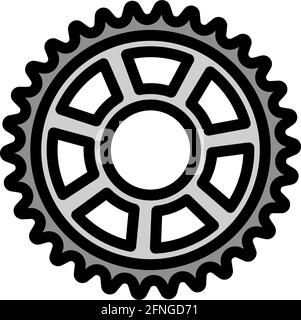 Bike Gear Star Icon. Editable Bold Outline With Color Fill Design. Vector Illustration. Stock Vector