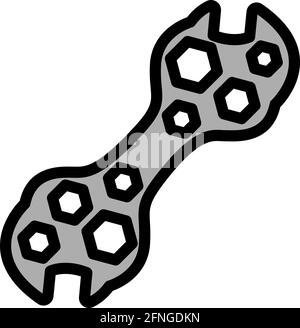 Bike Spanner Icon. Editable Bold Outline With Color Fill Design. Vector Illustration. Stock Vector