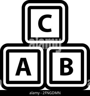 Box Of Bricks Icon. Editable Bold Outline Design. Vector Illustration. Stock Vector