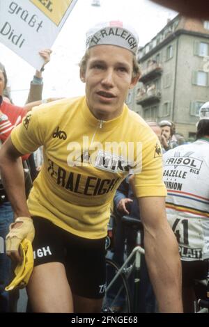 Tour de France 1977. Didi Thurau (Germany) after the 13th stage in Freiburg im Breisgau, wearing the yellow jersey. 14.07.1977. [automated translation] Stock Photo