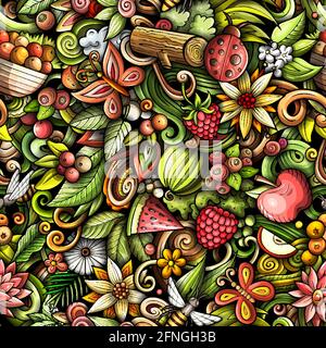 Cartoon doodles Summer seamless pattern. Stock Vector