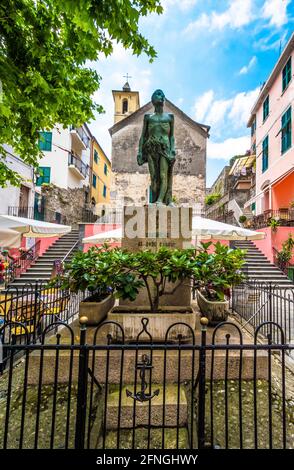 Corniglia (Italy) - A view of Monterosso, one of Five Lands villages in the coastline of Liguria region, part of the Cinque Terre National Park Stock Photo