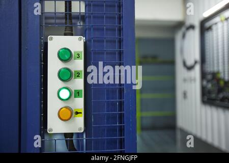 Close-up of elevator with buttons on it in the warehouse Stock Photo