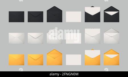 different stages of mail in big set Stock Vector