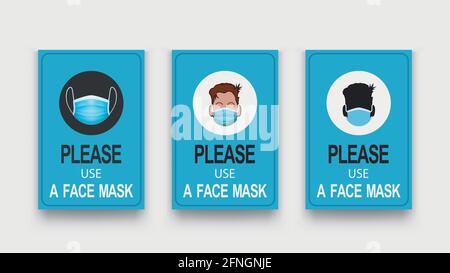 various wearing face masks banners in set Stock Vector