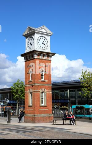 Listed clock tower at Altrincham in Greater Manchester Stock Photo