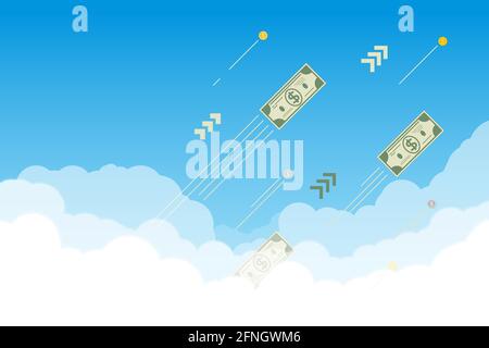 Money flying up in the sky Stock Vector