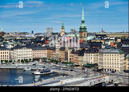 Aerial view of Stockholm old town. Riddarholmen Island. Sweden Stock Photo