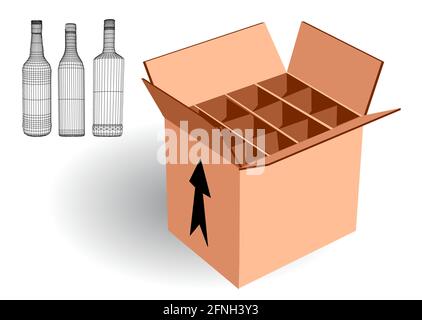 wine case for export isolated on white background Stock Vector