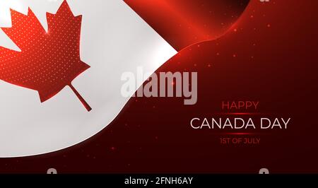 Happy Canada Day modern vector illustration, waving Canada flag, national day greeting card, holiday banner or poster. Stock Vector