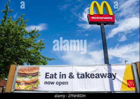 Slough, Berkshire, UK. 17th May, 2021. McDonalds drive ...