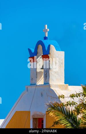 Bell tower of a church on Santorini island, Greece. Stock Photo