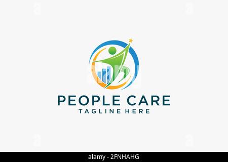 Social Humanity People Logo. Flat Vector Logo Design Template. Stock Vector